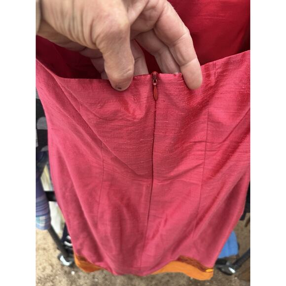 Mica Red Silk Sundress Size 8 Hippie Summer Knee-Length Dress Made in USA - Picture 6 of 9